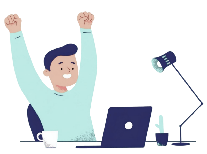 happy people at laptop